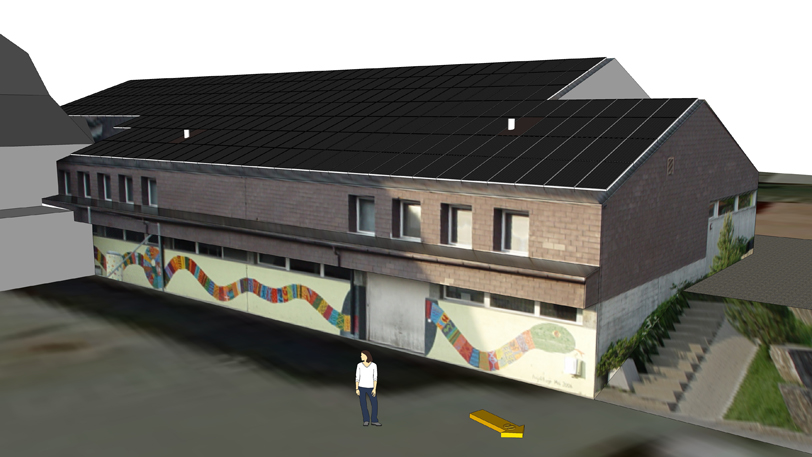 Ansicht PV-Anlage Schulhaus am Bach